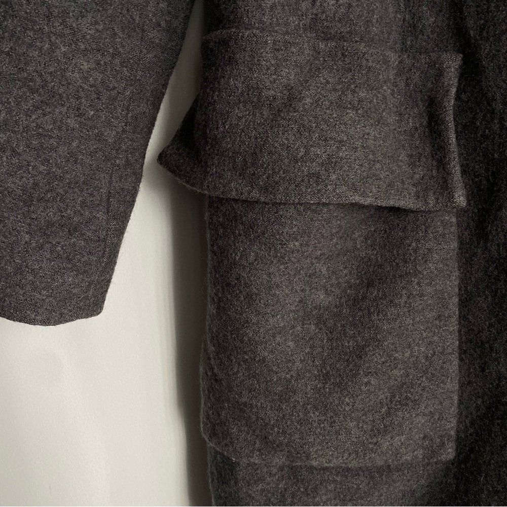 COS Collarless 100% Wool Coat - Charcoal Gray - Picture 4 of 8